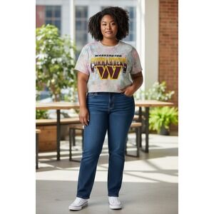 Majestic Threads Washington Commanders Tie Dye Cropped T-Shirt NFL Womens Large
